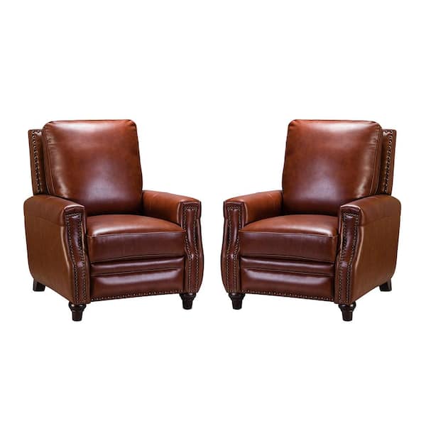 JAYDEN CREATION Theresa Brown Leather Standard (No Motion) Recliner (Set of 2)