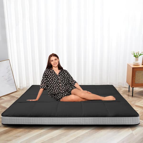 BOZTIY Futon Mattress 39 in. x 5 in. Cushion 1 Piece Deep Seating Outdoor Floor Mattress Cushion Corner Set Black Cush I1327138 BK TWINFL The Home Depot