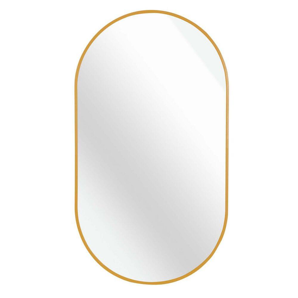 Gold 20 in. W x 33 in. H Oval Metal Framed Wall Mirror, Bathroom Mirror for