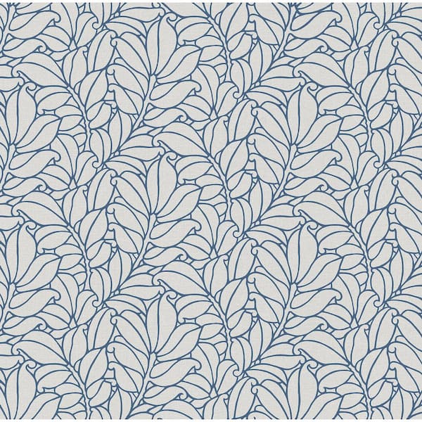 A-Street Prints Coraline Blue Leaf Wallpaper