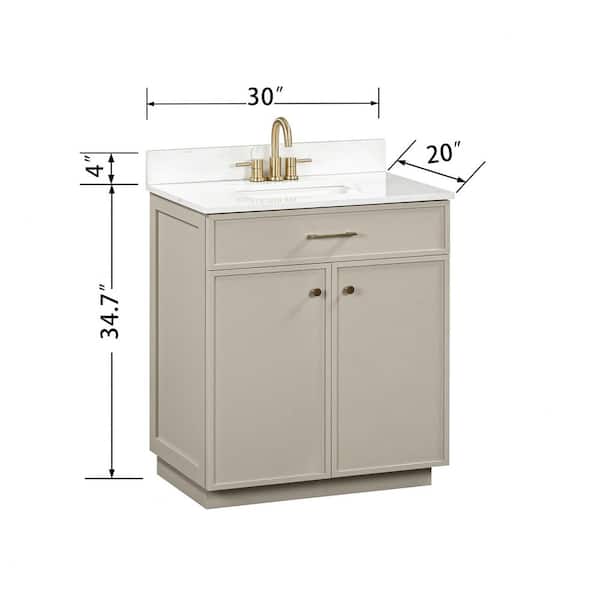 Glacier Bay Marcote 30 in. Single Sink Greige Bath Vanity