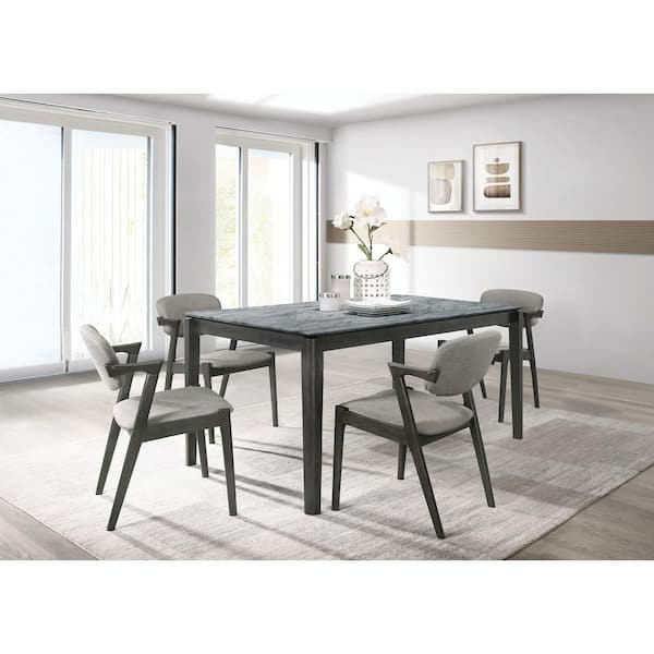 Coaster Stevie 5-piece Gray and Black Rectangle Dining Set