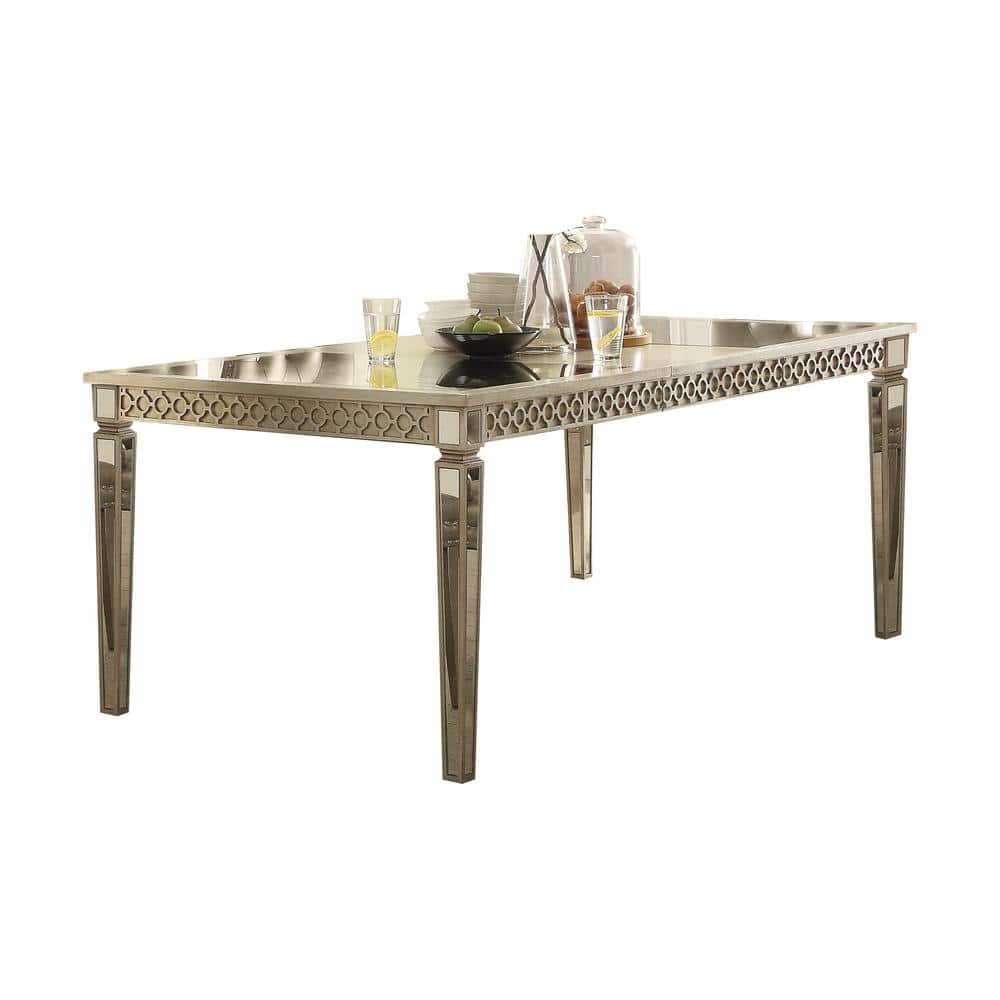 Champagne Mirrored Extendable Rectangular Dining Table