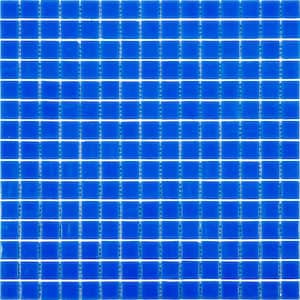 Dune Glossy Denim Blue 12 in. x 12 in. Glass Mosaic Wall and Floor Tile (20 sq. ft./case) (20-pack)