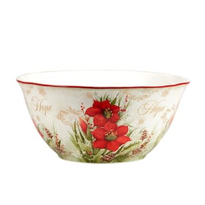 Winter's Medley 11 in. 136 fl.oz. Multi-Colored Earthenware Serving Bowl