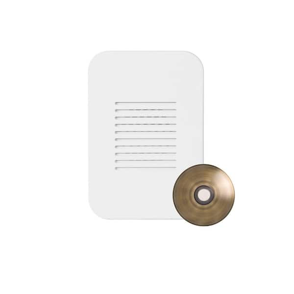 PrimeChime Plus 2 Mini Video Compatible Hardwired Door Bell Chime Kit with Antique Brass Stucco Button