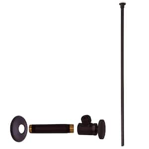 1/2 in. IPS x 3/8 in. OD x 20 in. Flat Head Supply Line Kit with Round Handle Angle Shut Off Valve, Oil Rubbed Bronze
