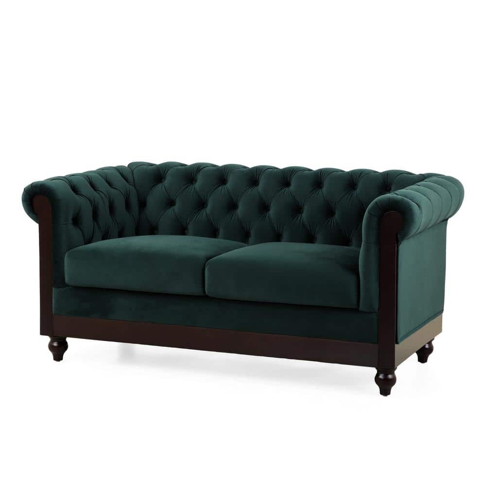 Indoor 59.5 in. Forest Green Velvet Upholstery 2-Seater Loveseat price history on PriceWatchPro