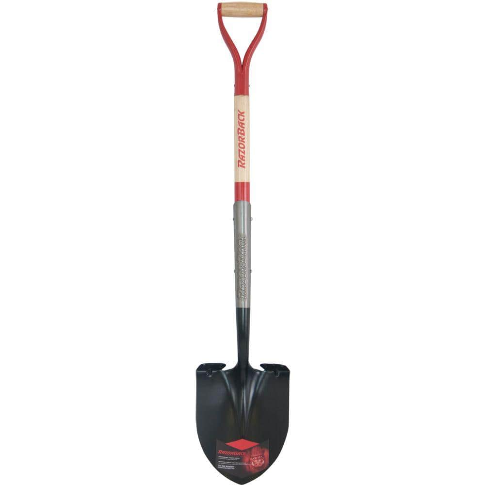 45.25 in Red Steel Blade Wood Handle Digging Shovel