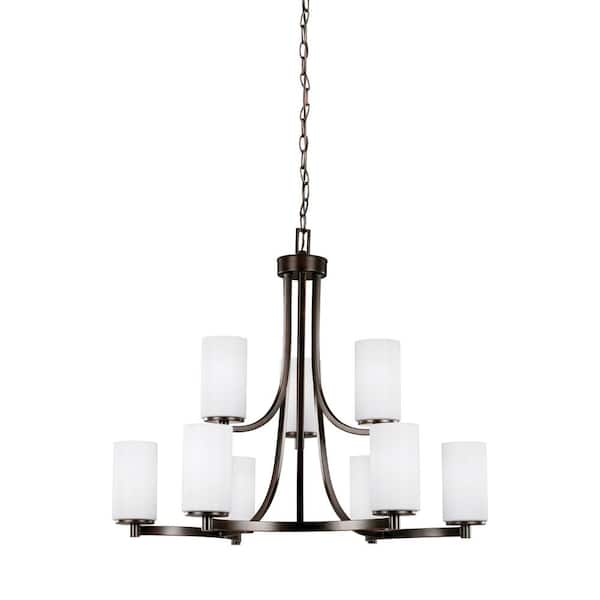 Generation Lighting Hettinger 9-Light Burnt Sienna Modern Transitional Hanging Chandelier