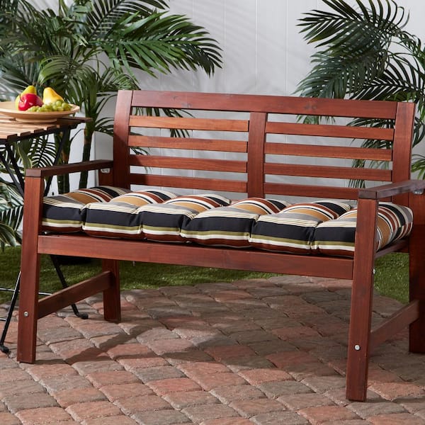 Greendale Home Fashions 51 In X 18 Brick Stripe Rectangle Outdoor Bench Cushion Oc5812 The Depot - Home Depot Patio Bench Cushions