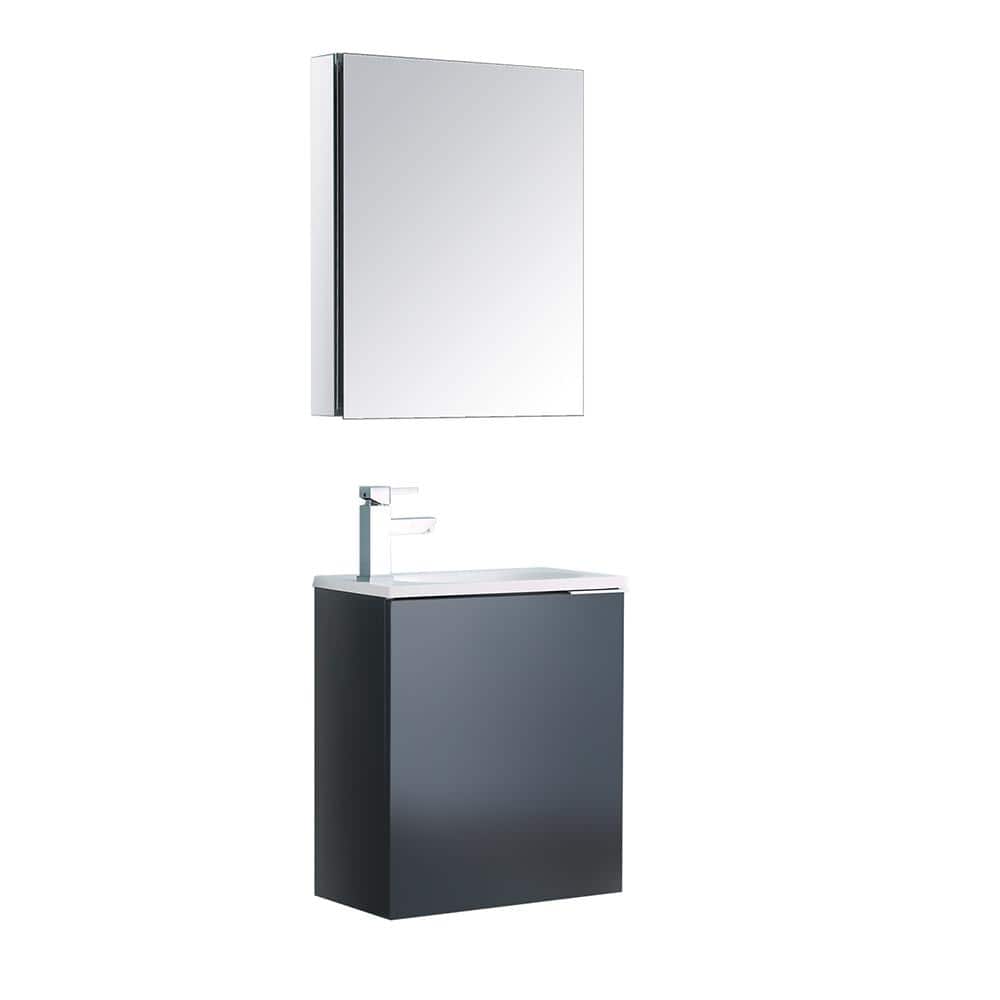 Valencia 20" Glossy Gray Wall-Mounted Vanity Set with Medicine Cabinet