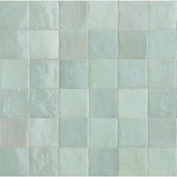 Zellige Neo Turchese Glossy 4 in. x 4 in. Glazed Ceramic Undulated Wall Tile (7.98 sq. ft./case)