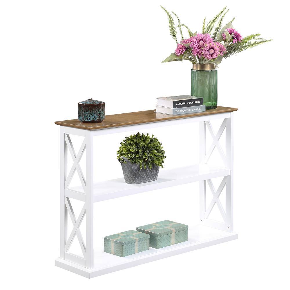 Coventry Driftwood and White Solid Wood Console Table with Shelves