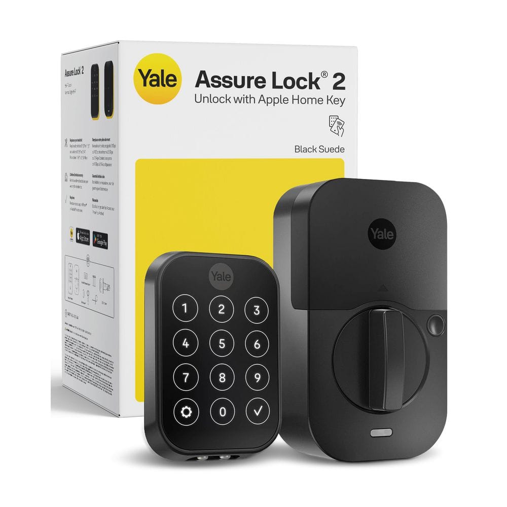Assure Lock 2-Plus with Home Keys and Wi-Fi; Black Suede Single Cylinder Deadbolt