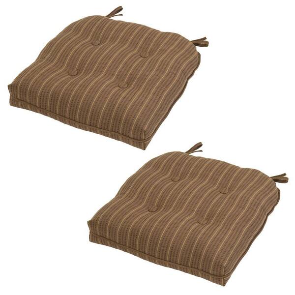 Hampton Bay Bark Stripe Rapid-Dry Deluxe Tufted Outdoor Seat Cushion (2-Pack)