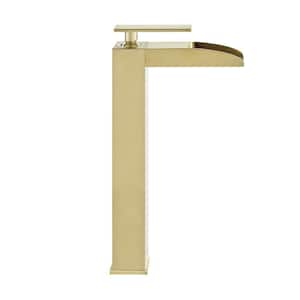 Concorde Single-Handle Single Hole High Arc Waterfall Bathroom Faucet in Brushed Gold
