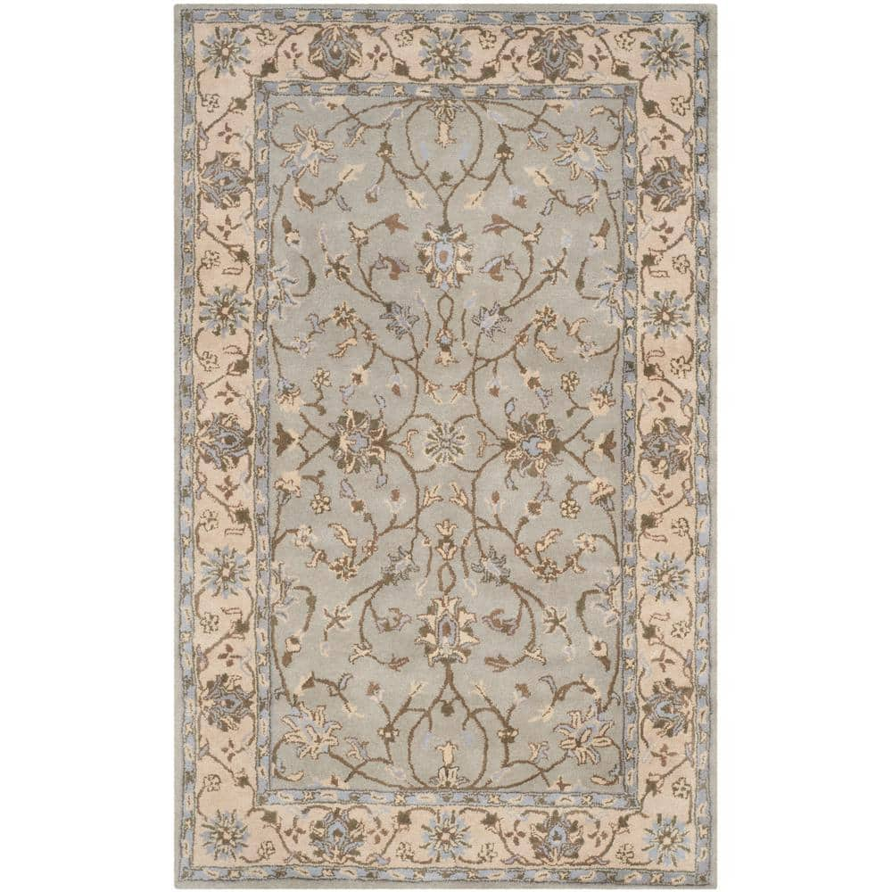 SAFAVIEH Heritage Beige/Gray 4 ft. x 6 ft. Border Area Rug HG862A-4 ...