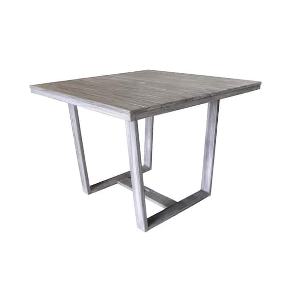 Courtyard Casual Bay Side Collection Teak Outdoor Square Dining Table with Umbrella Hole
