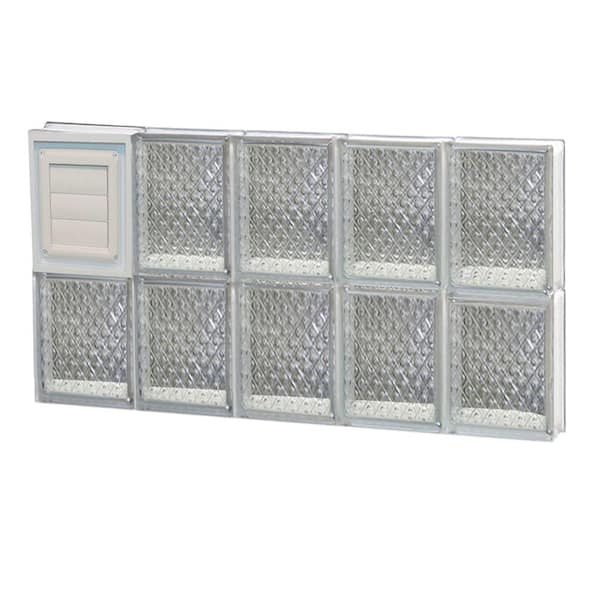 Clearly Secure 28.75 in. x 15.5 in. x 3.125 in. Frameless Diamond Pattern Glass Block Window with Dryer Vent