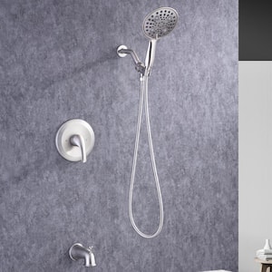 Single Handle 4-Spray Patterns Shower Faucet 2.5 GPM with Pressure Balance Anti Scald in Brushed Nickel