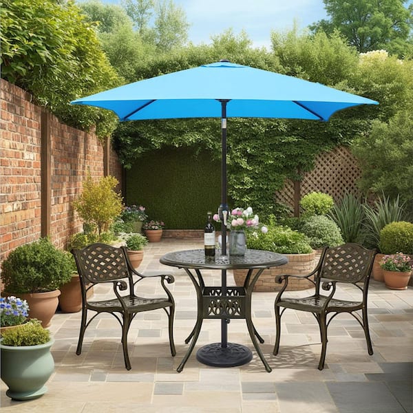 Maypex 6.5 ft. Steel Crank and Tilt Square Market Patio Umbrella in Aqua