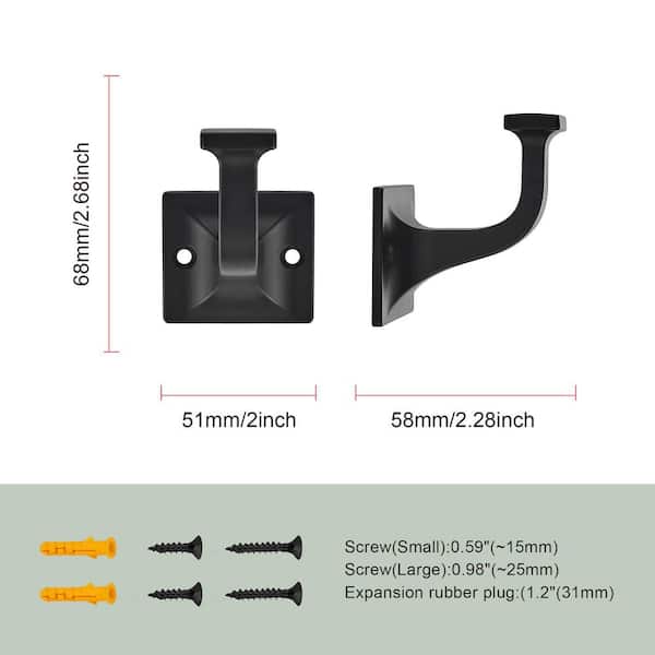3 Pack Coat Hooks Robe Hooks Decorative Wall Hooks for Bathroom Bedroom Kitchen in Matte Black
