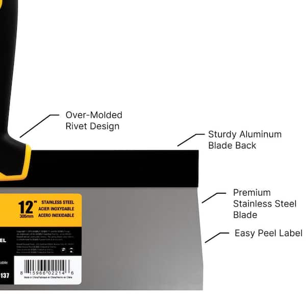 DEWALT 8/10/12 in. Stainless Steel Taping Knife Set with 14 in. Mud Pan
