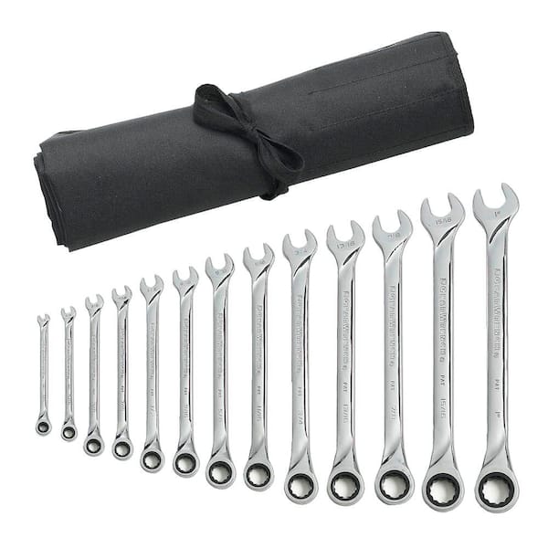 GEARWRENCH SAE 72-Tooth XL Combination Ratcheting Wrench Tool Set with Roll (13-Piece)