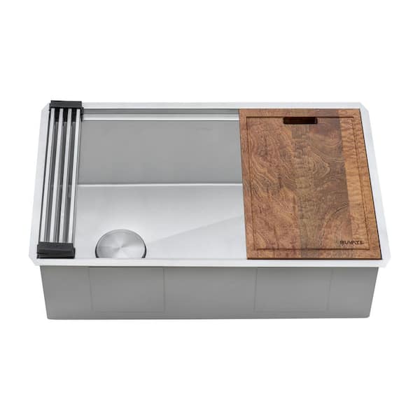 Veniso 33 in. Undermount Single Bowl 16-Gauge Slope Bottom Offset Drain Workstation Kitchen Sink