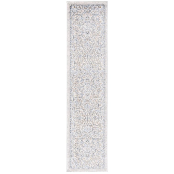 Palma 2 ft. x 7 ft. Beige/Light Blue Ornate Border Runner Rug