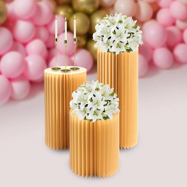 Square Display Cylinder Pedestals Set with Covers, Party Dessert