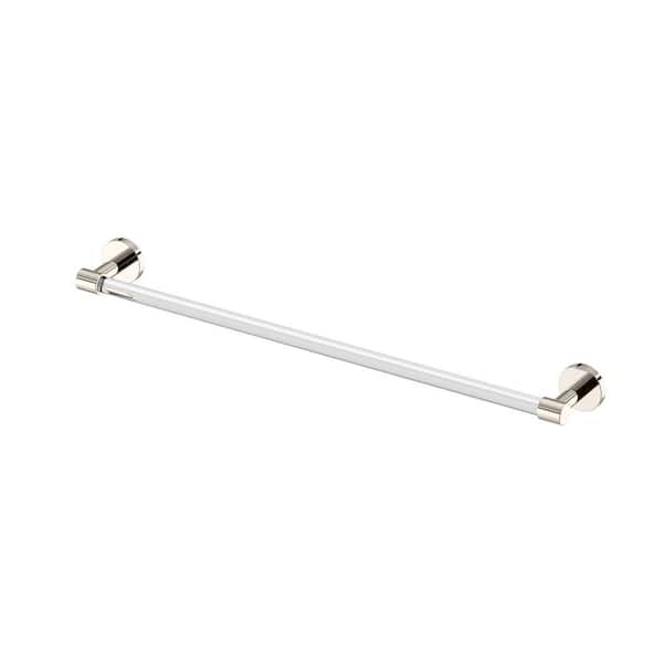 Clarion 24 in. Wall Mounted Towel Bar in Crystal-Clear Acrylic Polished Nickel