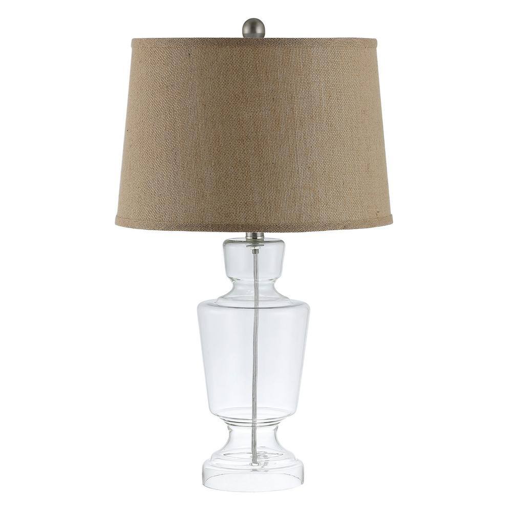 Amby Clear Glass Table Lamp Set with White Shade