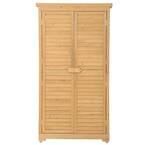 34.3 in. W x 18.3 in. D x 63 in. H Natural Wood Outdoor Storage Cabinet