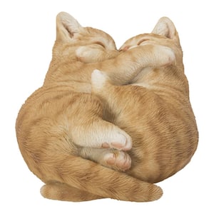 Sleeping Couple Cats Orange Statues