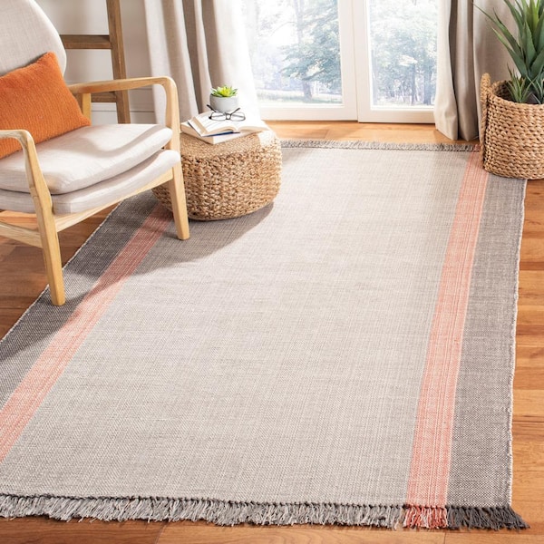 Montauk Terracotta/Gray 8 ft. x 10 ft. Striped Area Rug