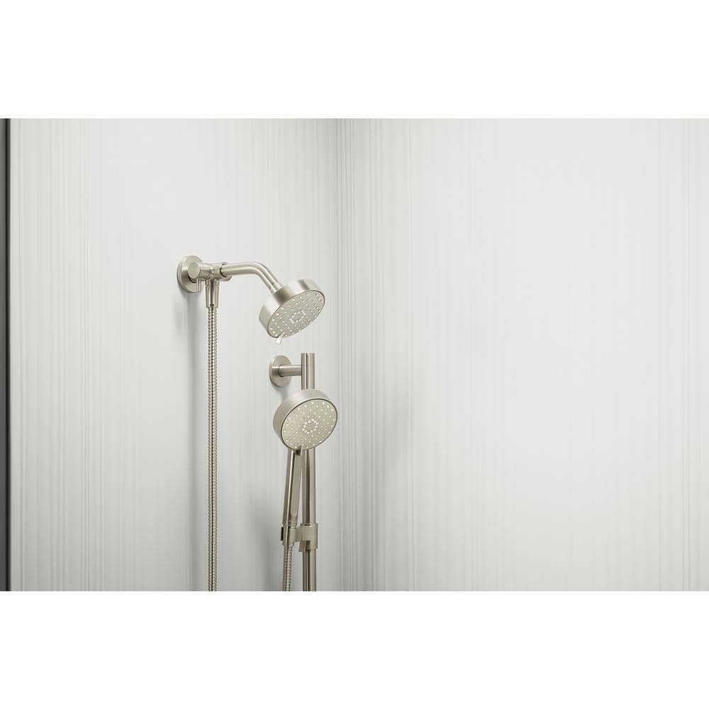 Vibrant Brushed Nickel Multifunction Wall-Mounted Showerhead
