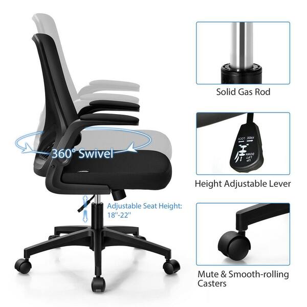 Gymax High Back Big and Tall Office Chair Adjustable Swivel withFlip-up Arm  Grey GYM07010 - The Home Depot