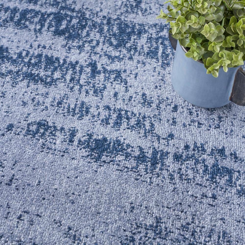 Essentials Denim Blue Abstract Indoor/Outdoor Square Rug
