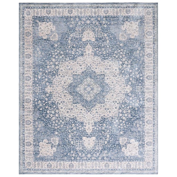 Winston 8 ft. x 10 ft. Blue/Creme Ornate Border Area Rug