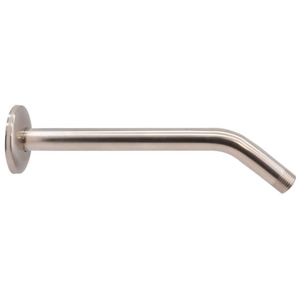 Westbrass 1/2 in. IPS x 10 in. Round Wall Mount Shower Arm with Sure Grip  Flange, Satin Nickel D302-1-07 - The Home Depot