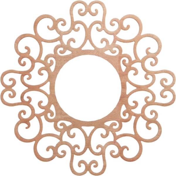 Ekena Millwork 30 in. x 30 in. x 1/4 in. Reims Wood Fretwork Pierced Ceiling Medallion, Cherry