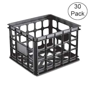 16929006 Plastic 3 Qt. Storage Box Crate, Black (30 Pack)