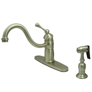 Victorian Single-Handle Standard Kitchen Faucet with Side Sprayer in Brushed Nickel