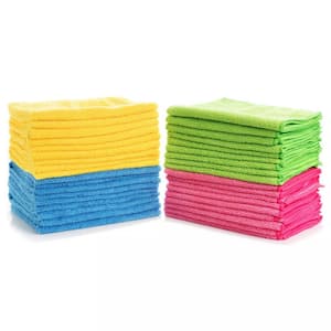 THE CLEAN STORE 12 in. x 12 in. Checkered Brownston Microfiber Wash Cloths  (24-Pack) 79286 - The Home Depot