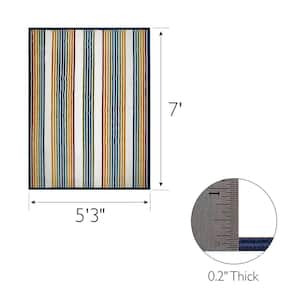 Blithe Colorful Multi-Colored 5 ft. x 7 ft. Striped Polypropylene Indoor/Outdoor Area Rug