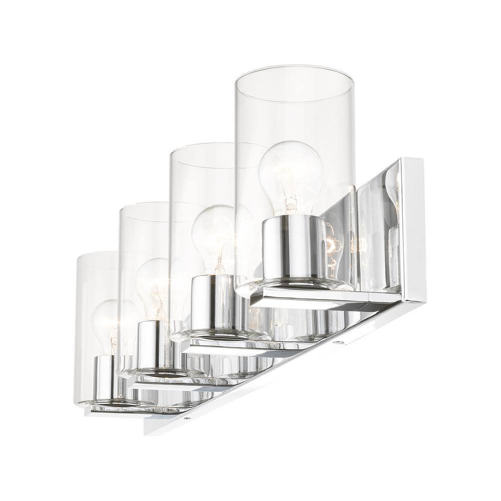 Zurich 4-Light Polished Chrome Vanity with Clear Glass