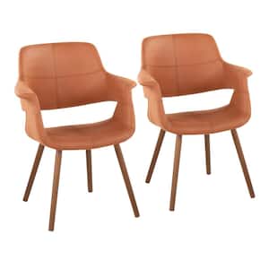 Vintage Flair Sedona Camel Faux Leather and Walnut Wood Arm Chair (Set of 2)