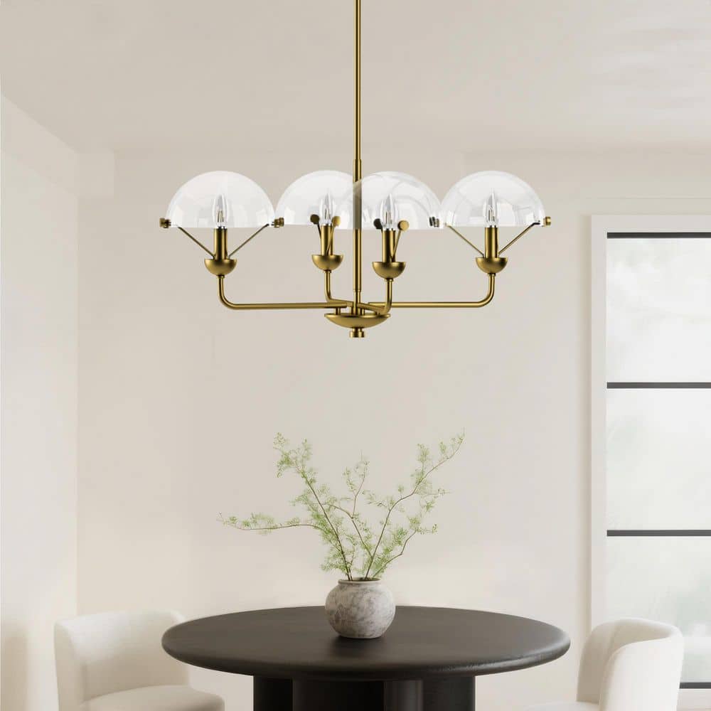 4-Light 27.8 in. Bronze Modern Metal Candle Dimmable Chandeliers Living Bedroom Lighting with Clear Glass Shade price history on PriceWatchPro